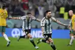 Lionel Messi Selebrasi usai cetak Gol di Gawang Australia