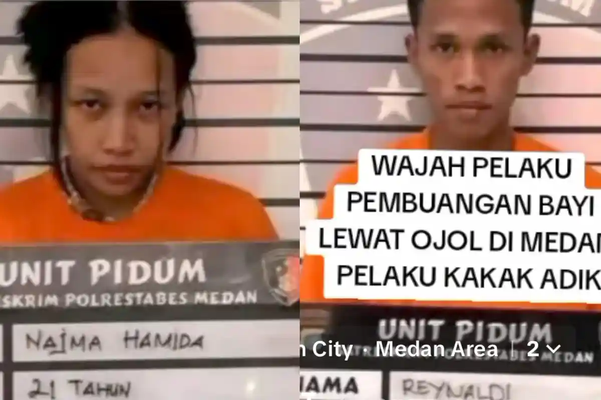 Tampang Najma Hamida dan Reynaldi, Kakak Adik Buang Bayi Hasil Inses Lewat Ojol
