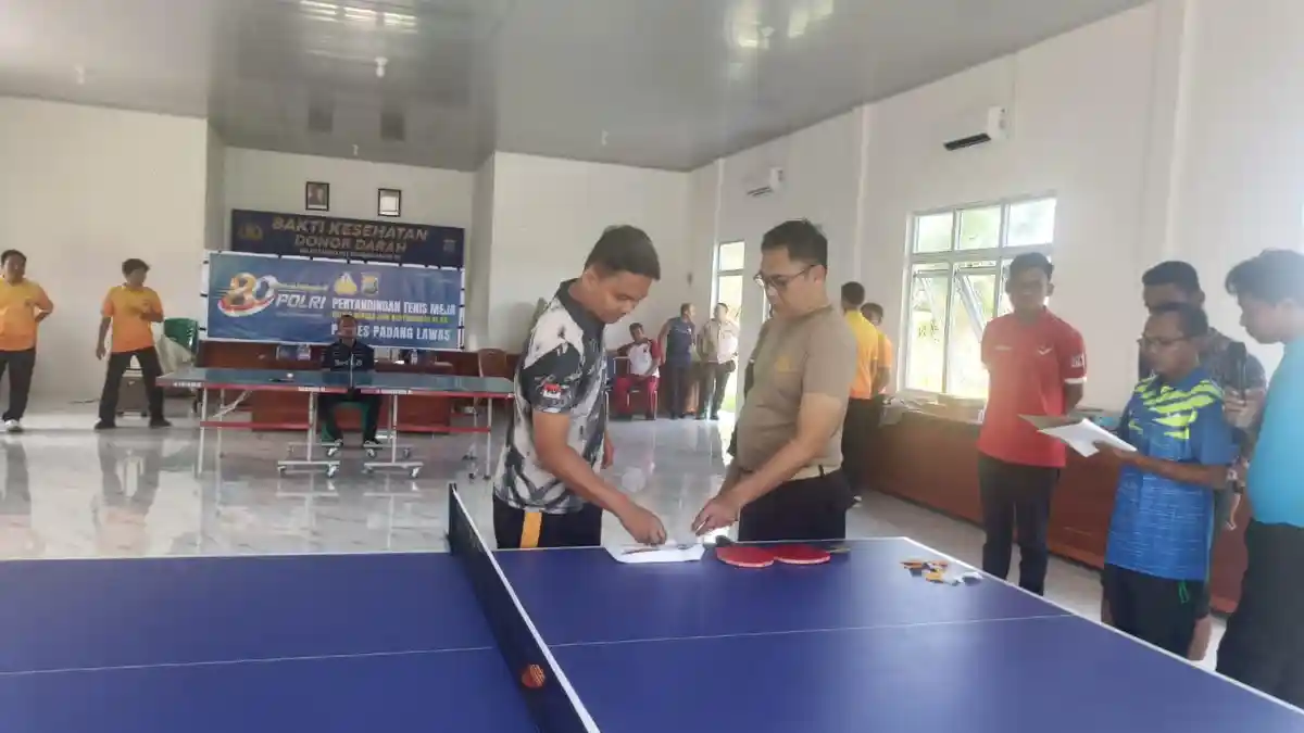 Tenis Meja Jadi Ruang Kebersamaan di Hari Bhayangkara Polres Padang Lawas