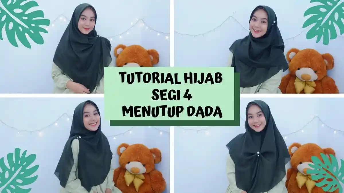 Tutorial Hijab Lebaran 2020, Style Hijab Segi Empat Bahan Voal Menutup Dada ala Vaninda Aidina
