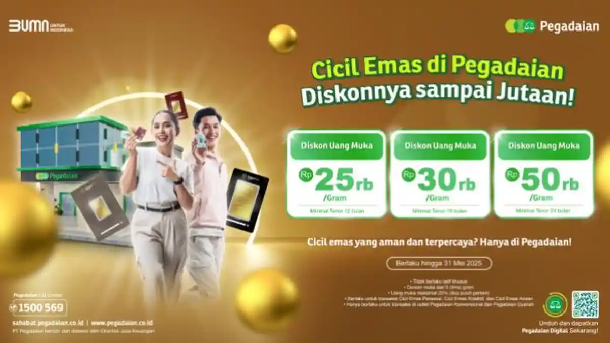Pegadaian Tawarkan Diskon Uang Muka Cicil Emas, Hemat Hingga Jutaan Rupiah!