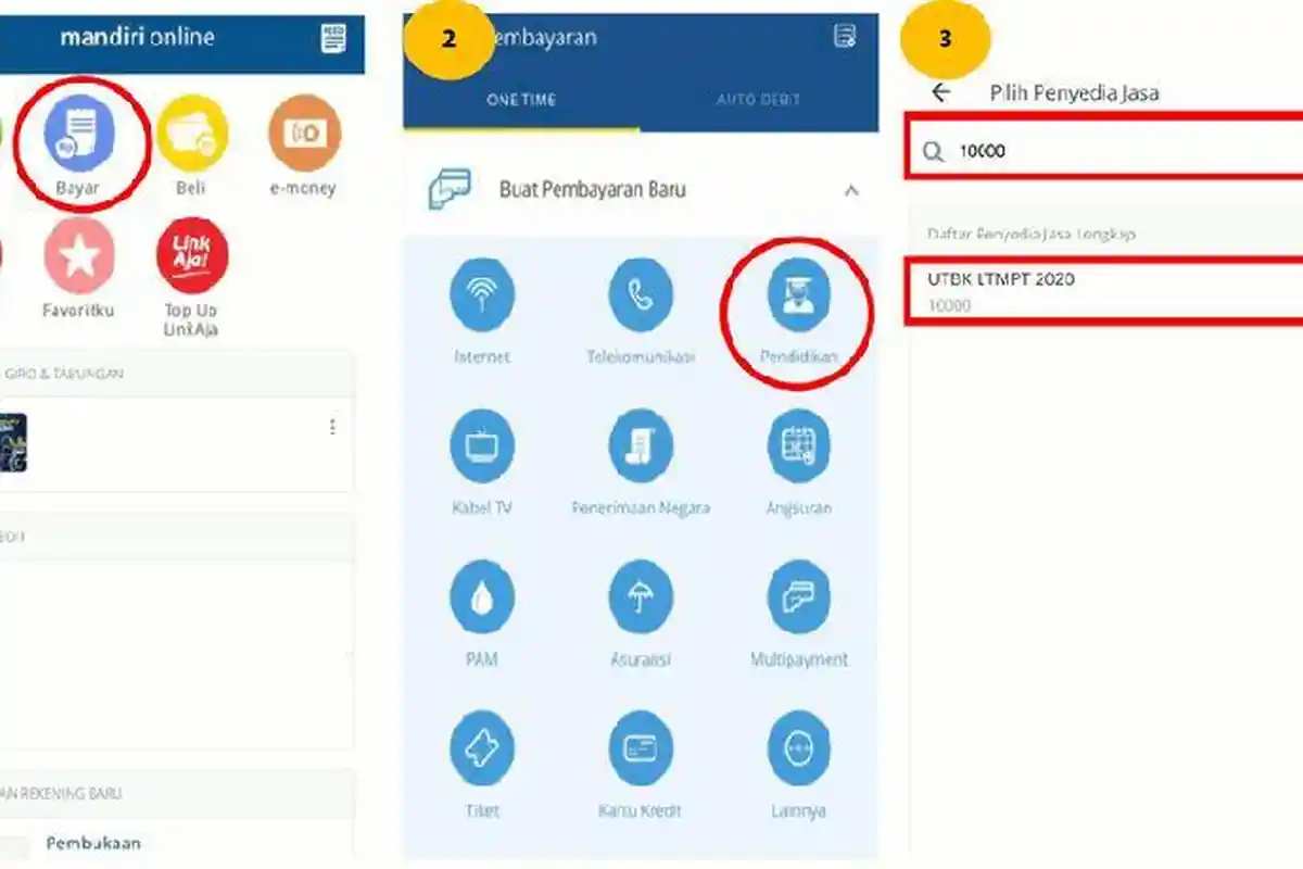 Cara Bayar UTBK-SBMPTN 2021 di Bank Mandiri, Bisa Lewat ATM, Teller hingga SMS Banking