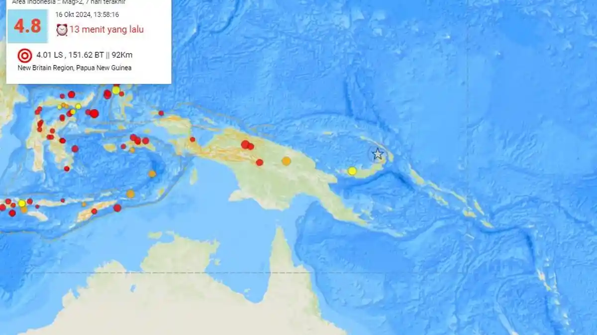 Baru Saja Terjadi Gempa Bumi Berkekuatan 4.8 Guncang Wilayah Ini, Cek Info BMKG