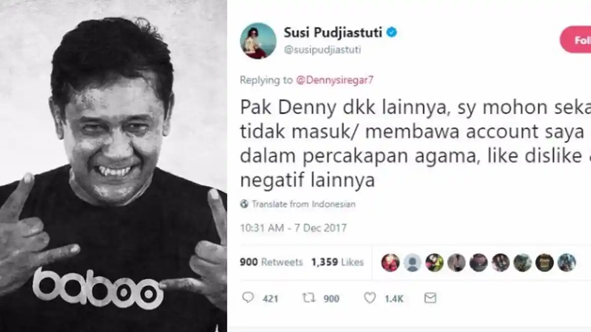 Diseret ke Percakapan soal Agama, Menteri Susi Beri Teguran Tegas Pada Denny Siregar!