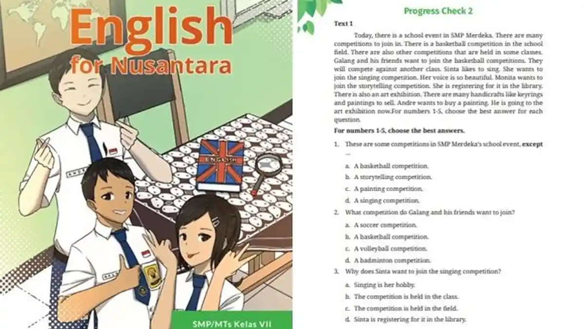 Kunci Jawaban Soal Bahasa Inggris Kelas 7 SMP Halaman 244-249 Kurikulum Merdeka, Progress Check 2