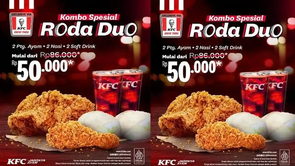 Promo KFC Hari Ini Selasa 15 April 2025, Drive Thru Berdua Kombo Spesial Roda Duo Rp 50.000