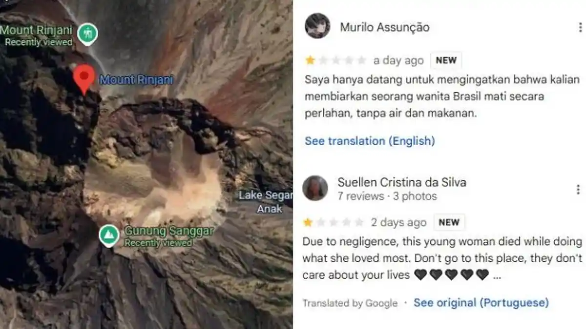 Netizen Brasil Serbu Google Reviews Rinjani Buntut Kematian Juliana Marins, Tapi Salah Gunung