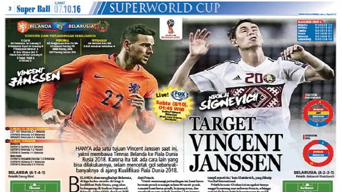Vincent Janssen Target Bawa Timnas Belanda ke Piala Dunia 2018