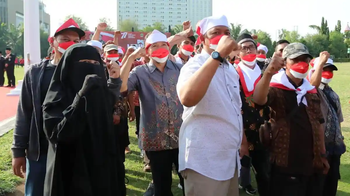 22 Eks Napi Teroris Ikuti Upacara Kemerdekaan bareng Ganjar di Lapangan Pancasila Semarang