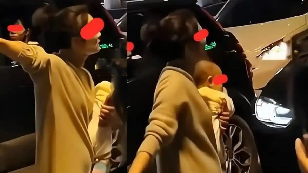 Seorang Istri Menangis di Jalan Raya Sambil Gendong Bayi, Pergoki Suami Bersama Selingkuhan di Mobil