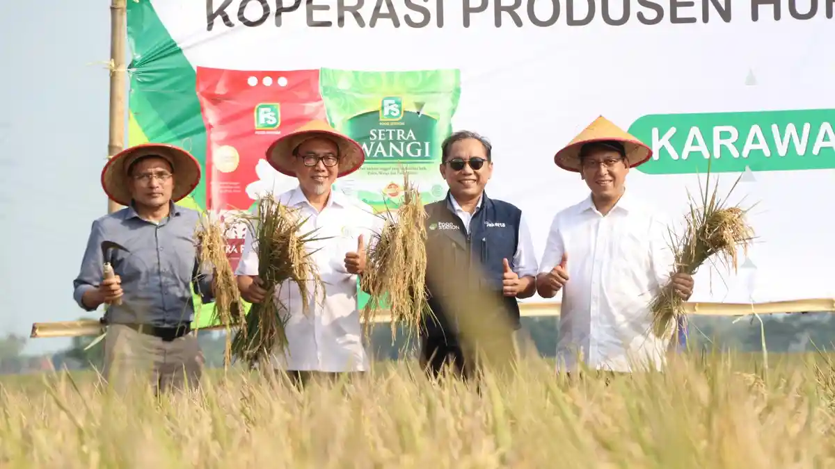 Legislator DKI dan Food Station Panen Beras di Karawang