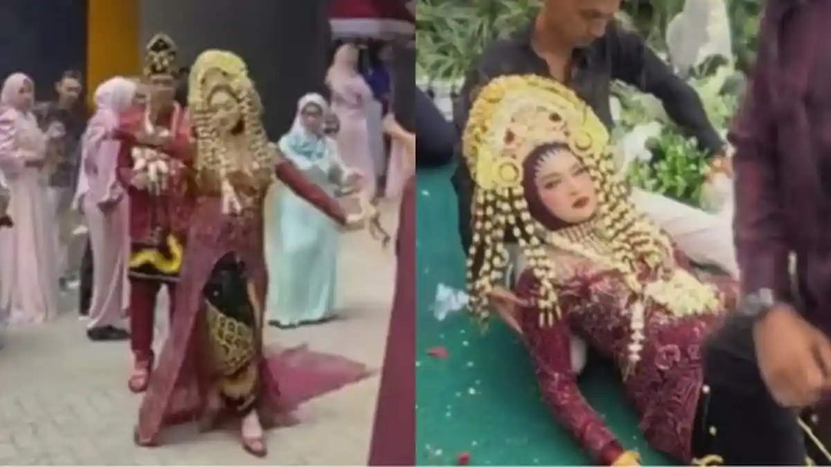 Pengantin Wanita Diduga Kerasukan Roh Leluhur saat Resepsi, Menari dengan Mata Tertutup Lalu Pingsan
