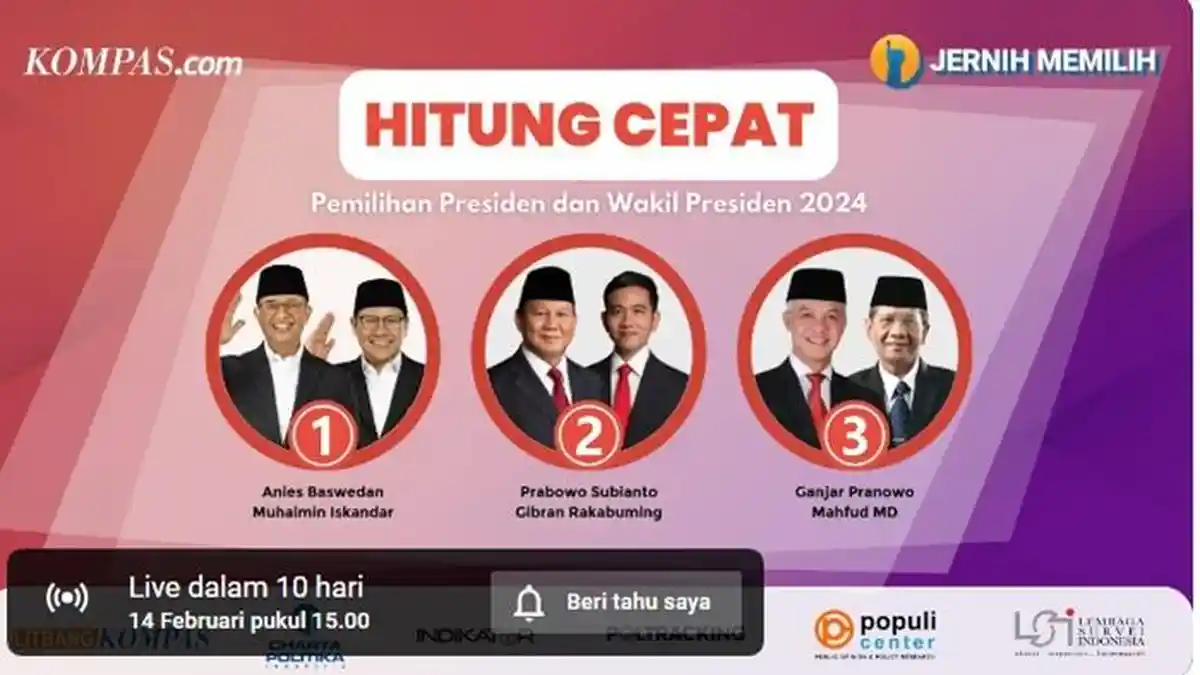 Link Live Streaming Hasil Hitung Cepat Quick Count Pilpres 2024 Litbang Kompas