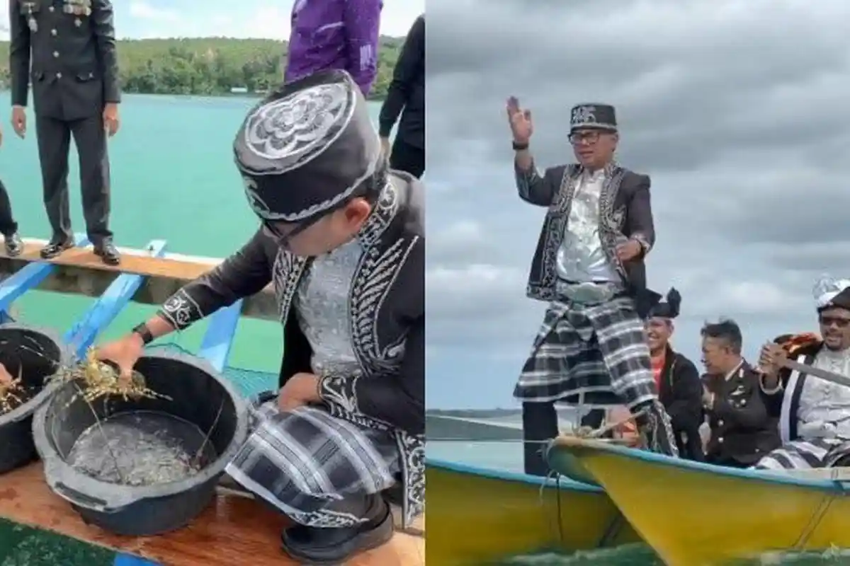 Kunjungan di Buton Tengah, Wamendagri Bima Arya Ikut Tren Pacu Jalur Kenakan Pakaian Adat Dolomani