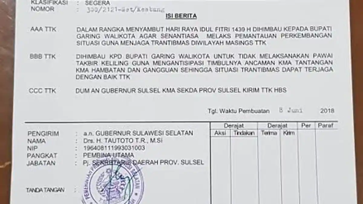 Ingat! Pawai Takbir di Pinrang Dilarang, Hanya Boleh Ini