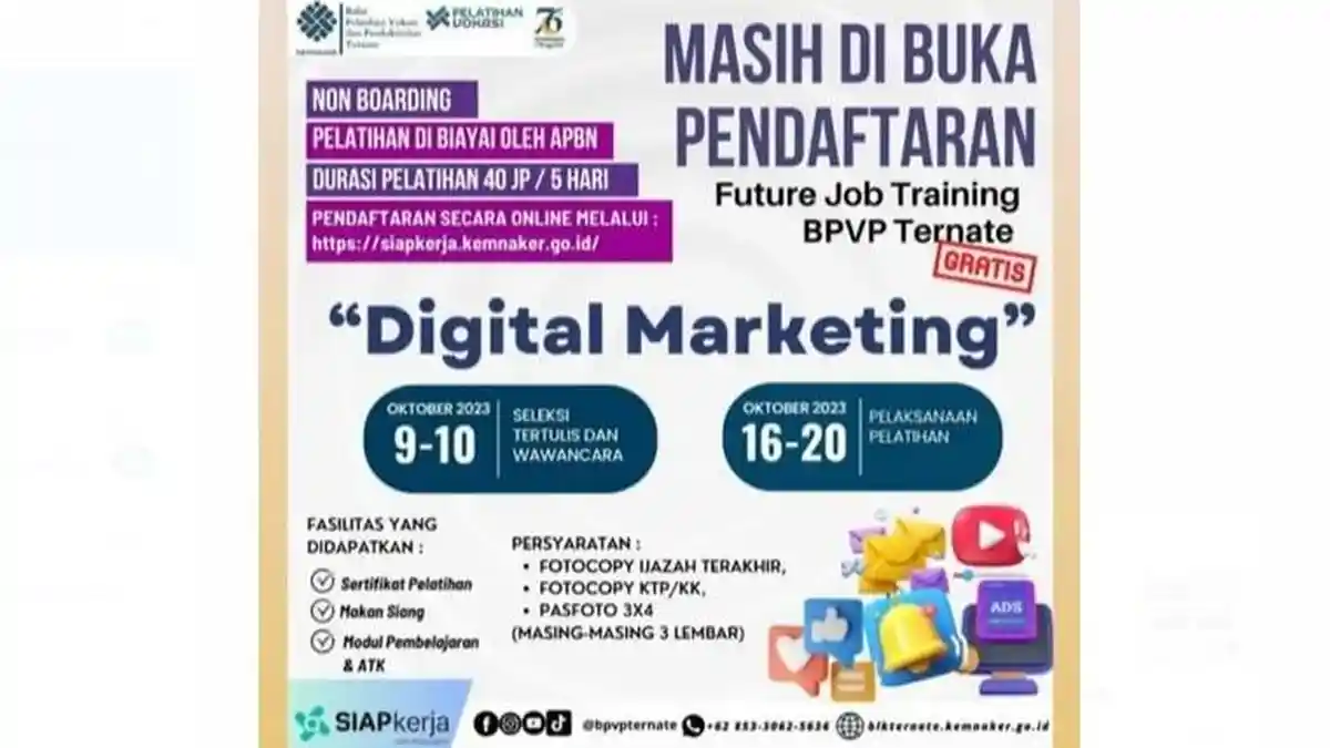 BPVP Ternate Kembali Buka Pelatihan Digital Marketing Dasar, Ayo Daftar!