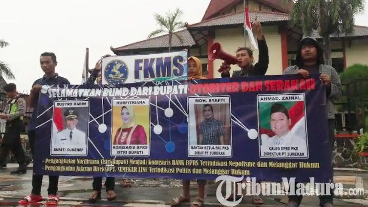 Bupati Sumenep Angkat Istri Jadi Komisaris dan Caleg PKB Jadi Direksi BUMD, Massa FKMS Warning DPRD