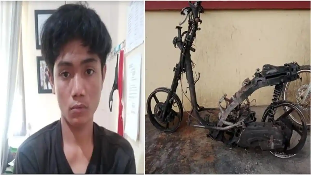 Maling Motor Ketangkap Warga di Empat Lawang, Motor Pelaku Dibakar Massa
