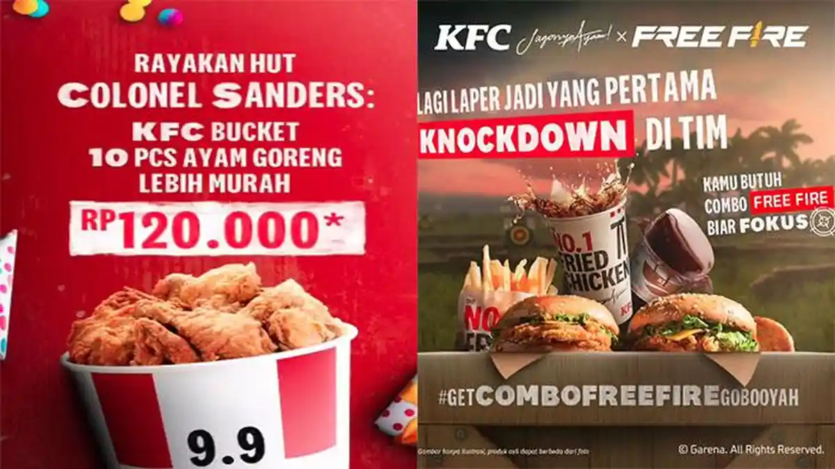 Promo KFC 7 September 2022, Nikmati KFC Bucket 10 Pcs Ayam Goreng Segera & Combo Free Fire Hemat