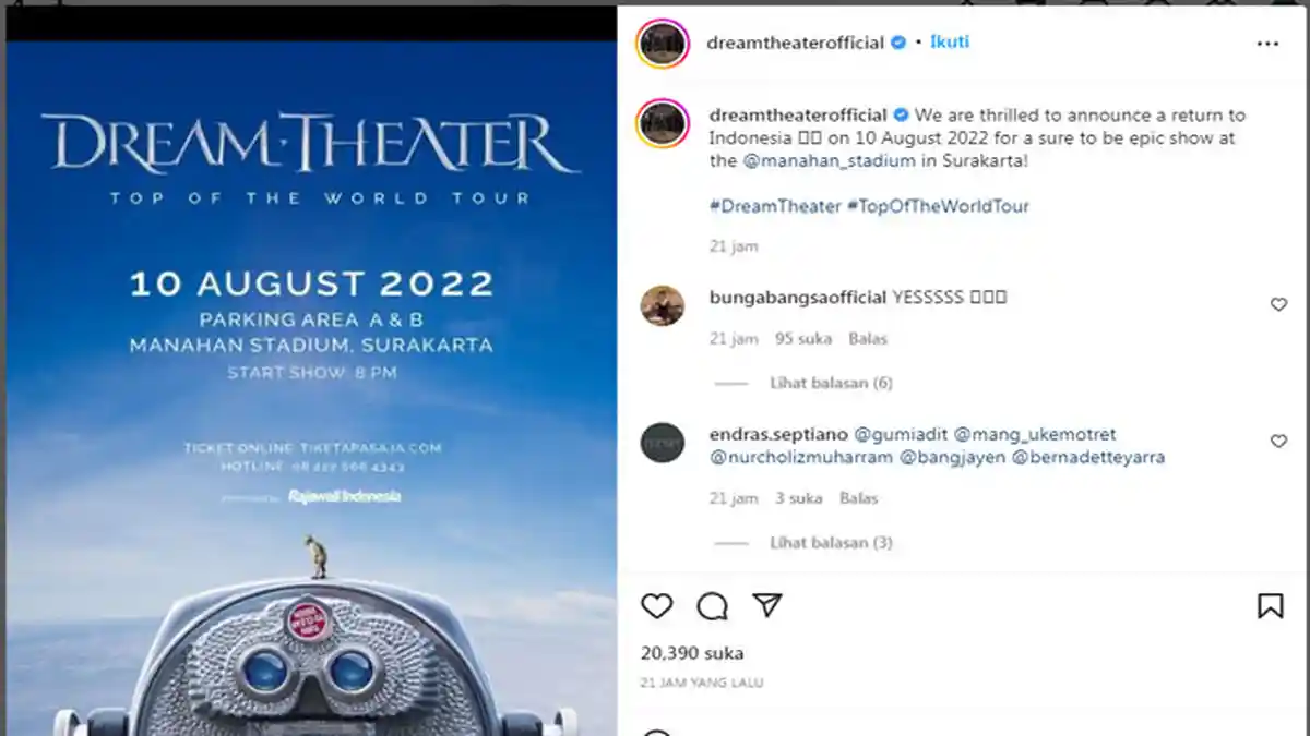 Cara Beli dan Harga Tiket Konser Dream Theater di Solo