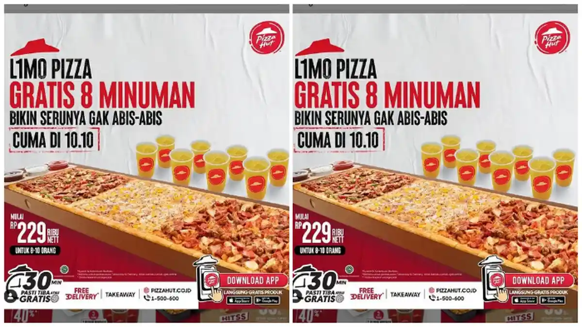 Promo Limo Pizza: Gratis 8 Minuman, Cuma di 10.10 Harga Mulai Rp 229.000