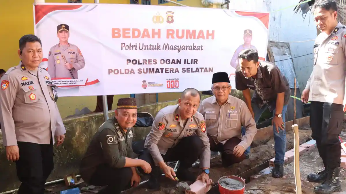 Gandeng Baznas, Polres Ogan Ilir Realisasikan Bedah Rumah dan Bantuan Sosial