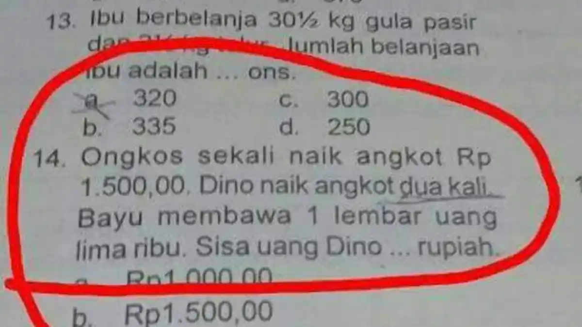 Beredar Soal Matematika SD yang Bikin Murid Keringat Dingin Jika Terjadi Nyata, Baca Pertanyannya!