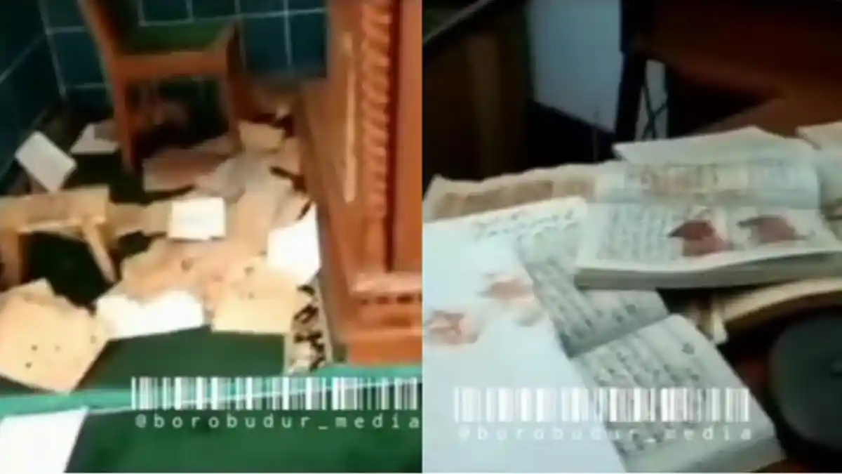 Viral Video Masjid Diobrak-abrik di Magelang, Al Quran Dilumuri Darah, Motif belum Terungkap