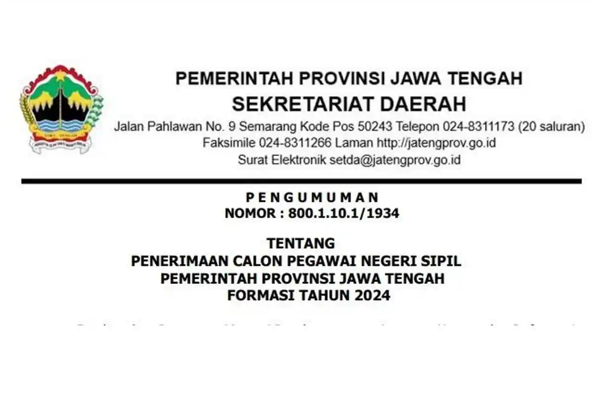 Link Download PDF Rincian 265 Formasi CPNS 2024 Pemprov Jateng sscasn.bkn.go.id