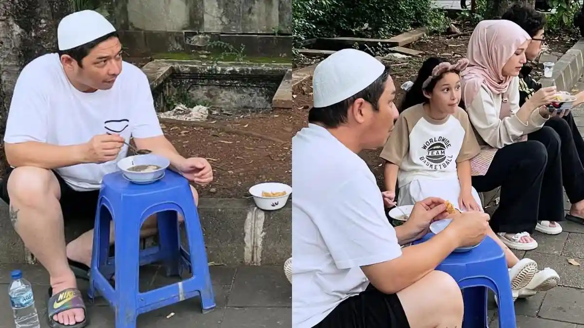 Momen Pasha Ungu Nikmati Semangkuk Bakso Bareng Keluarga, Tak Gengsi Makan Ngemper di Pinggir Jalan