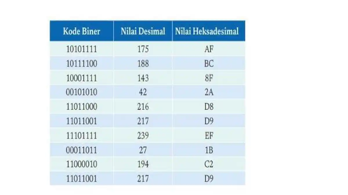 KUNCI JAWABAN Informatika Kelas 8 Halaman 88 Kurikulum Merdeka, Nilai Biner, Heksadesimal & Desimal