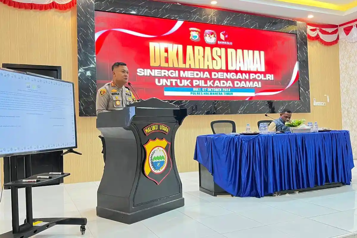 Polisi Gandeng PWI Lakukan Deklarasi Damai Pilkada 2024 di Halmahera Timur Maluku Utara