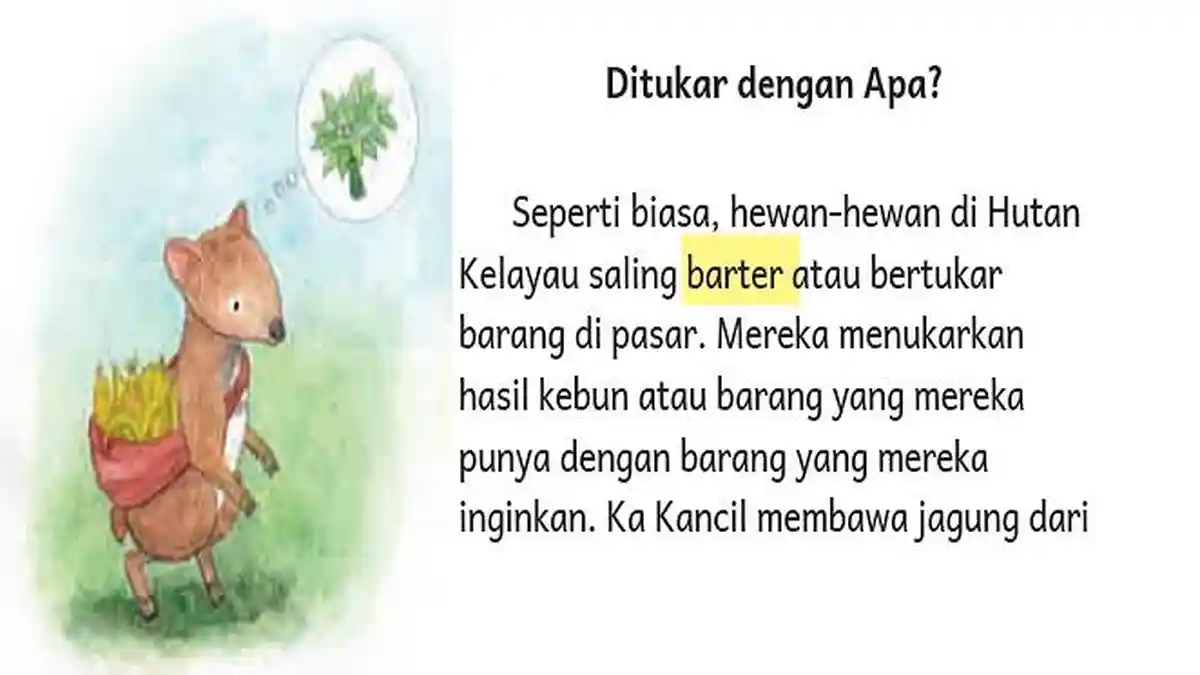 Soal dan Kunci Jawaban Bahasa Indonesia Kelas 4 SD Halaman 104 Bab 5 "Bertukar dan Membayar".