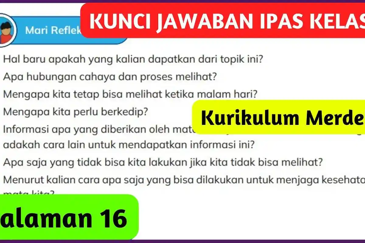 Kunci Jawaban IPAS Kelas 5 Halaman 16: Bagaimana Hubungan Cahaya dengan Proses Melihat?