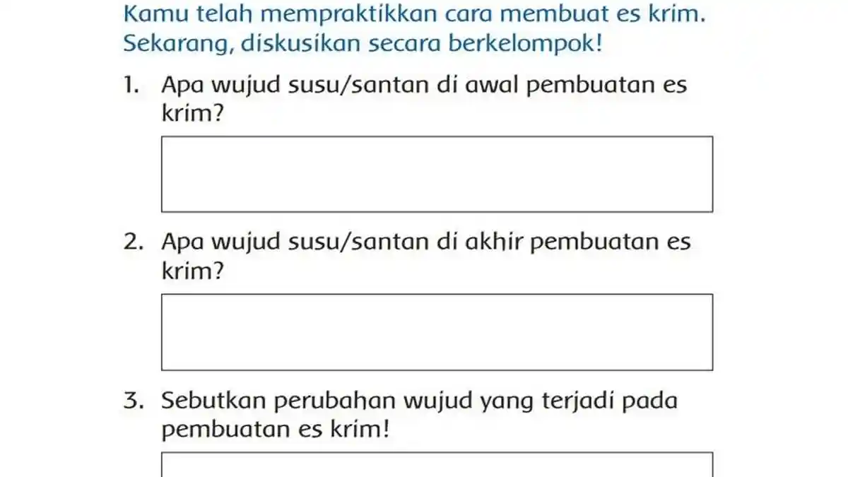 Kunci Jawaban Tema 3 Kelas 3 Halaman 134 Kurikulum 2013: Membuat Es Krim