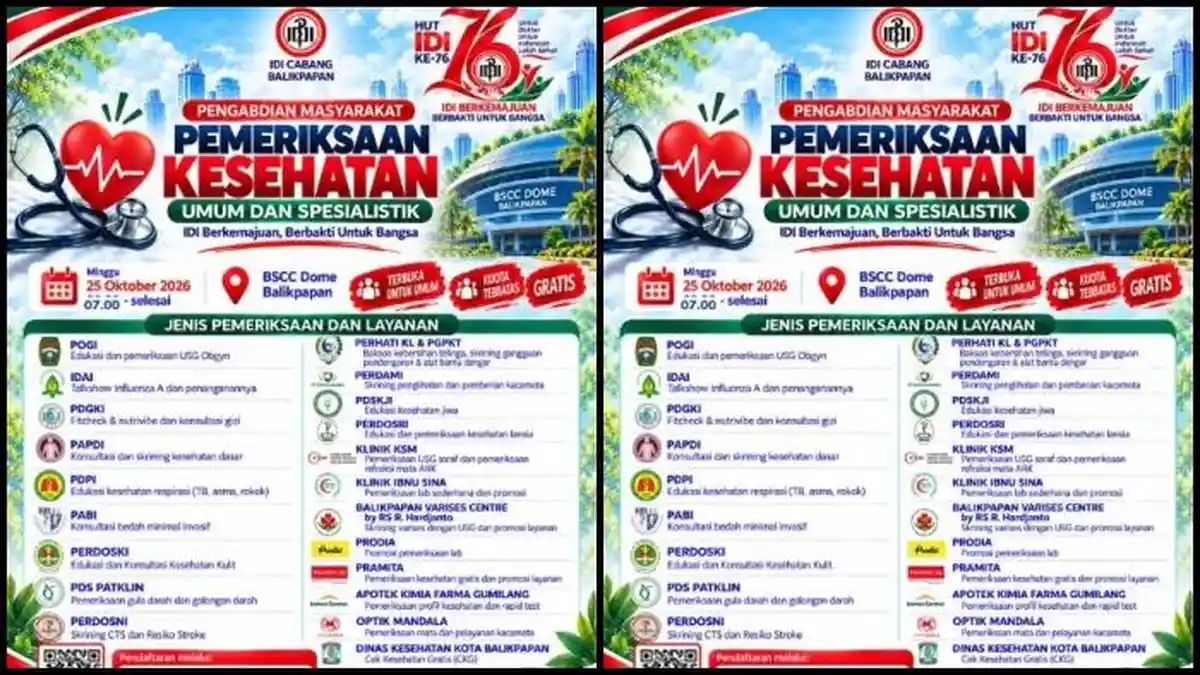 Peringati HUT ke-76, IDI Balikpapan Gelar Cek Kesehatan Gratis di BSCC ...