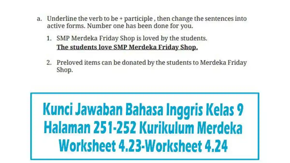 Kunci Jawaban Bahasa Inggris Kelas 9 Halaman 251-252 Kurikulum Merdeka Worksheet 4.23-Worksheet 4.24