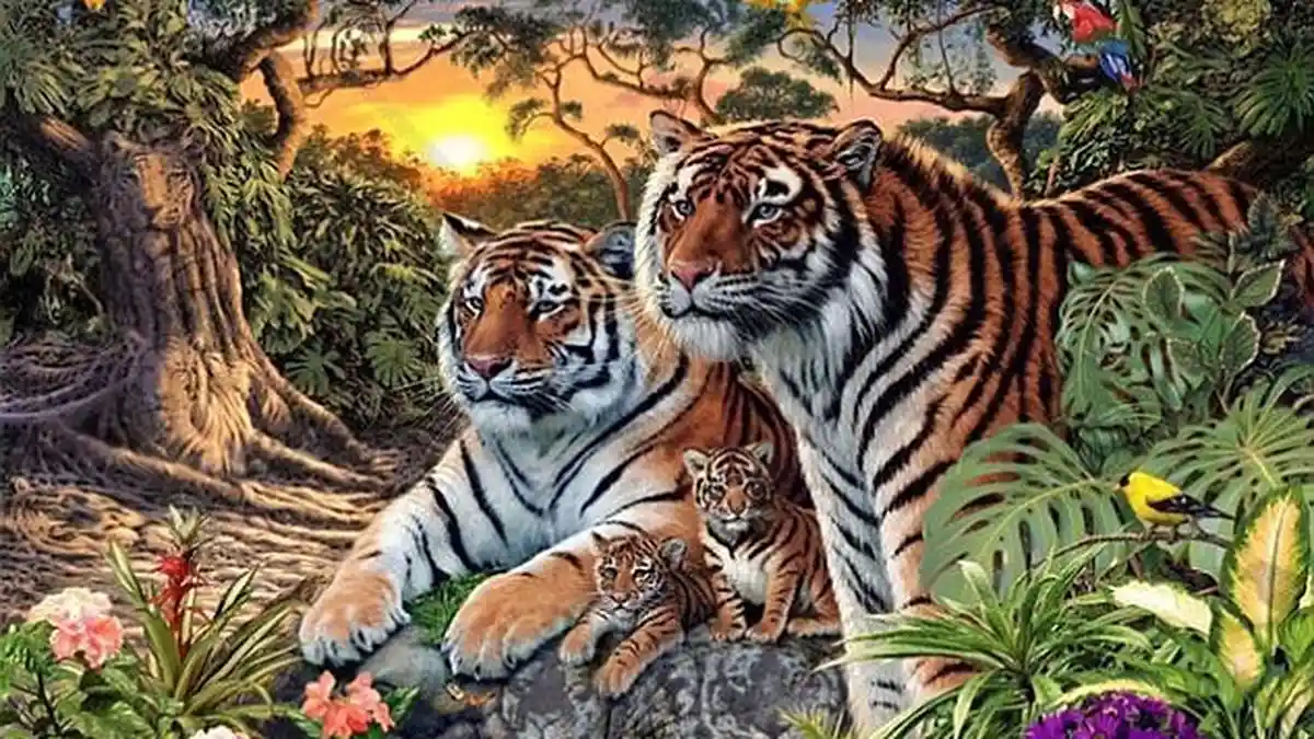 Uji Kejelian Mata, Hayo Tebak Ada Berapa Harimau yang Bersembunyi?