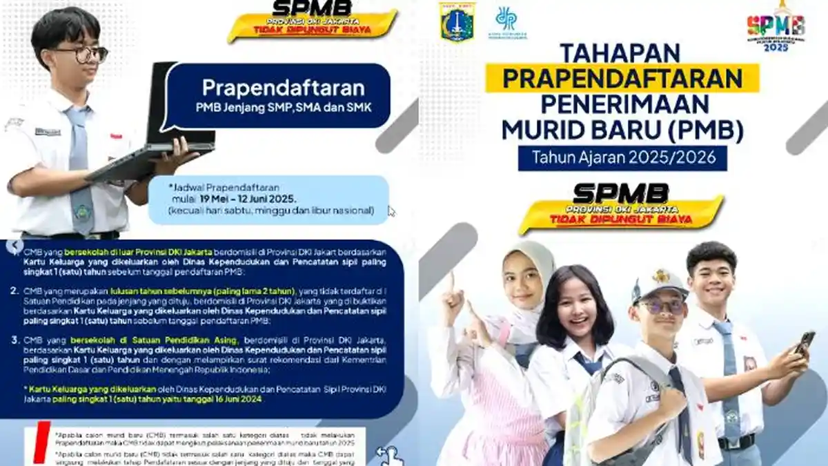 Tahapan Prapendaftaran SPMB Jakarta 2025 untuk SMP, SMA, dan SMK, Ini ...