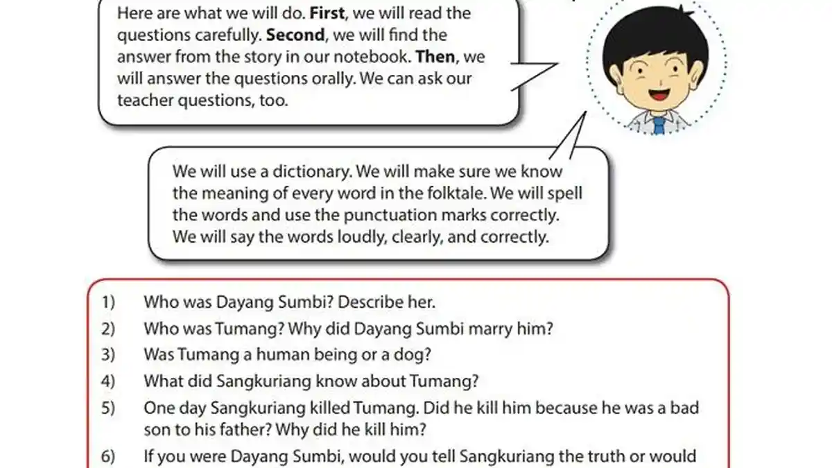 Kunci Jawaban Bahasa Inggris Kelas 9 Halaman 133 Observing and Asking Question: Sangkuriang