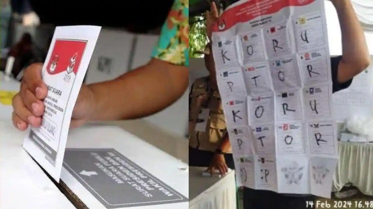 Serba-serbi Pemilu 2024, Di TPS Ini Surat Suara Caleg Dicoret 'Koruptor', Kotak Surat Suara Dibakar