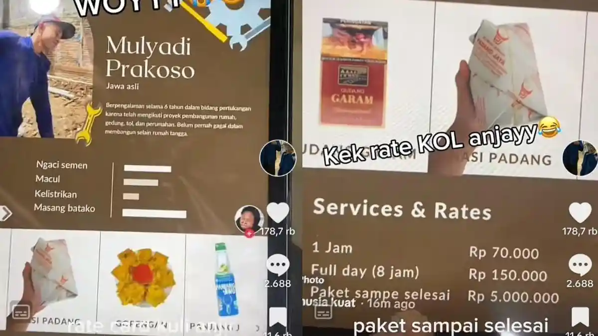 Viral Rate Card Kuli Jawa Beserta Barometer Skill Kerja, Isi Riders Bak Selebritis