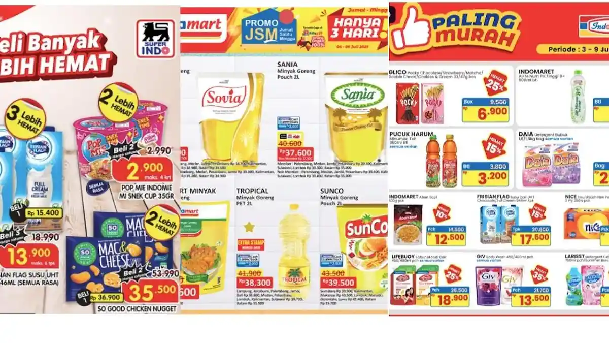 Promo JSM Alfamart, Indomaret dan Superindo 4-6 Juli Diskon Susu, Minyak, Popok dll