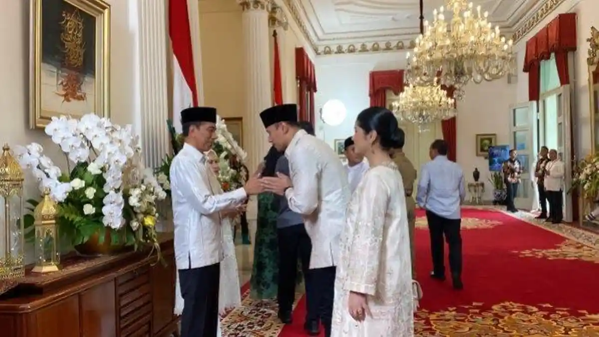 AHY Bersama Istri Hadiri Open House Lebaran 2024 Presiden Joko Widodo