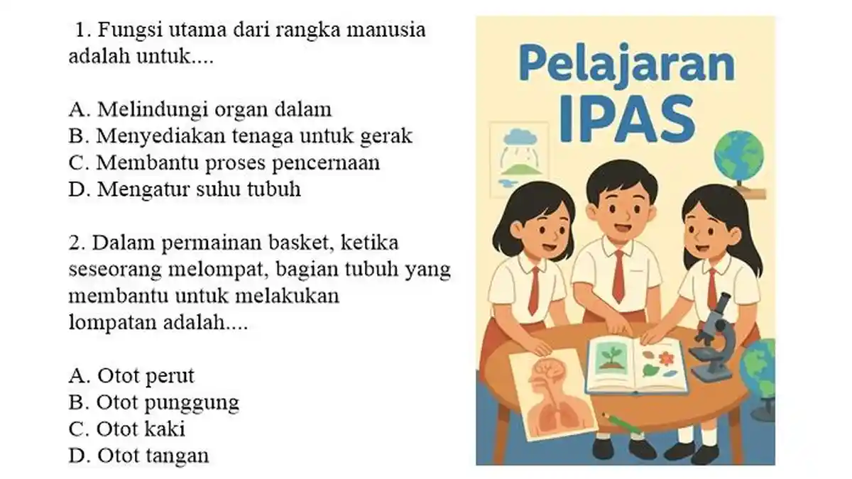 40 Soal IPAS Kelas 6 Semester 1 Kurikulum Merdeka, Kunci Jawaban Pilihan Ganda