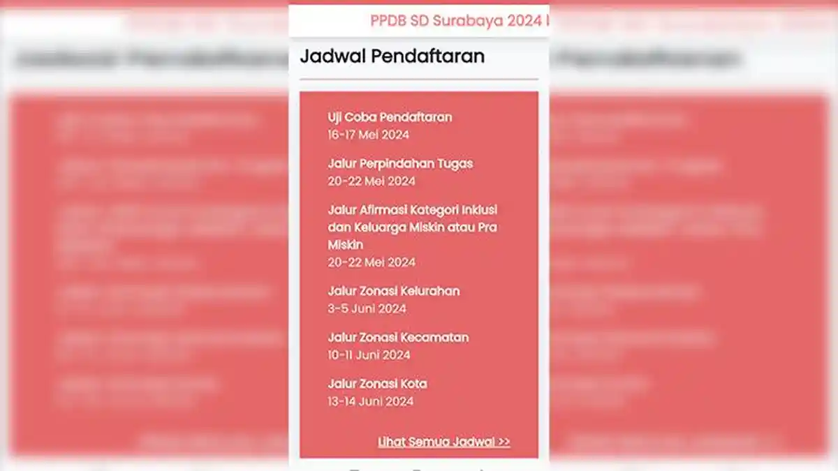 Pendaftaran PPDB Surabaya 2024 Dibuka 20 Mei, Ada 2 Jalur Zonasi