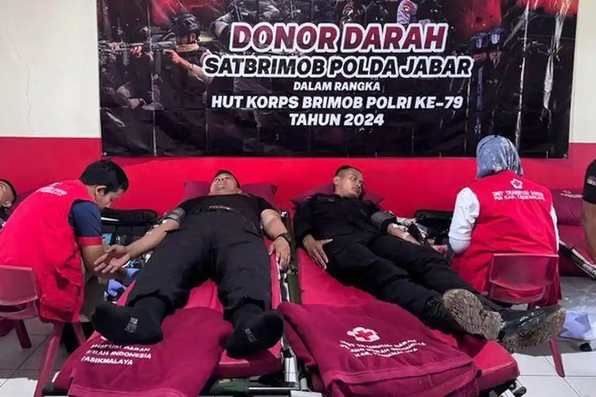 HUT Ke-79 Korps Brimob Polri, Puluhan Personel Gabungan Lakukan Donor Darah
