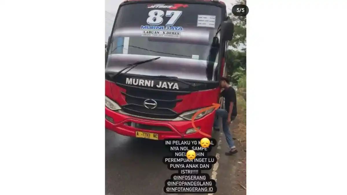 Ini Penampakan Bus Murni Jaya dan Kernet yang Ludahi Penumpang Hamil Muda di Serang