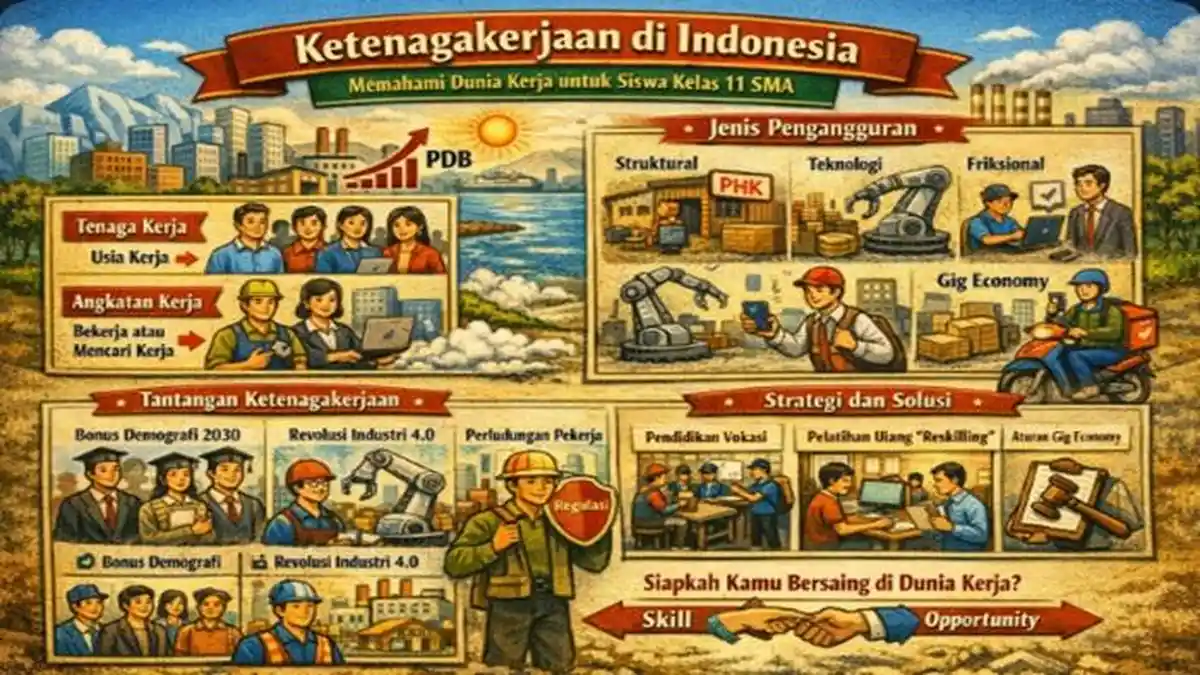 Ringkasan Materi dan Soal HOTS Ekonomi Kelas 11 SMA Bab 2 Ketenagakerjaan