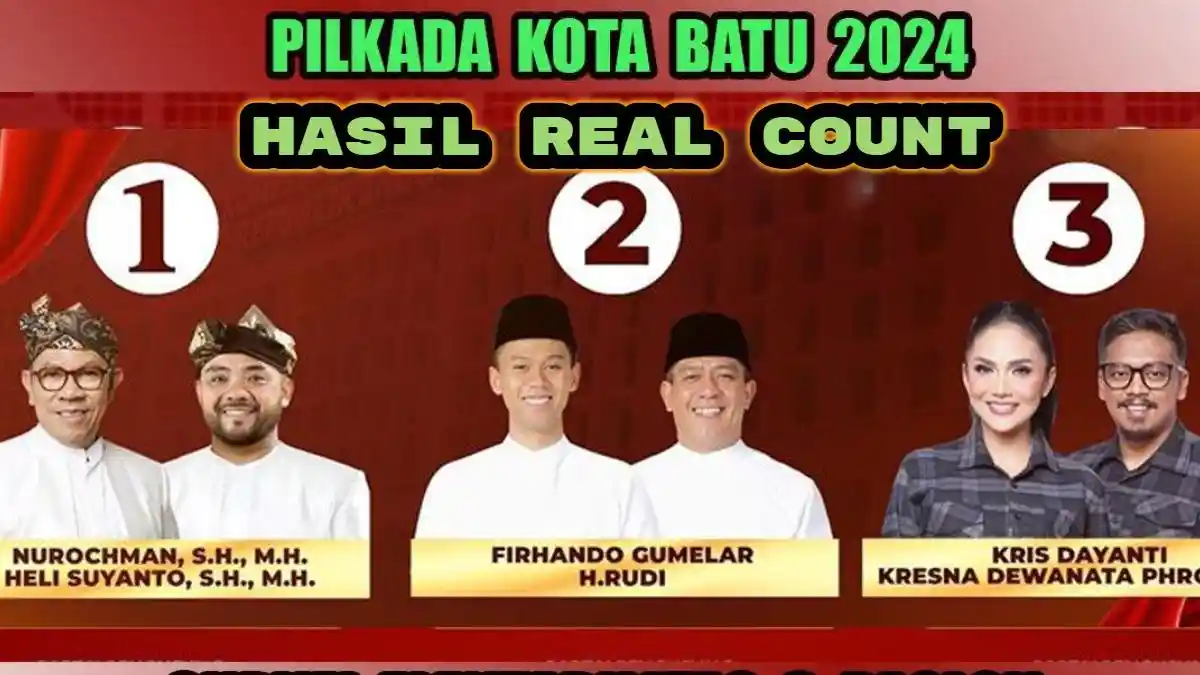 Hasil Real Count Pilkada Kota Batu 2024, Krisdayanti vs Nurochman vs Firhando, Cek Perolehan Suara